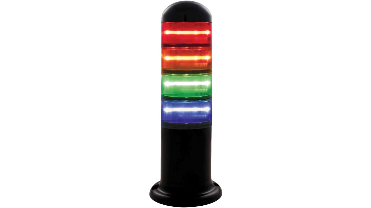 Rs-Online Torretta di segnalazione RS PRO 24 V LED 4 elementi lenti Rosso/Verde/Ambra/Blu Fornitura limitata