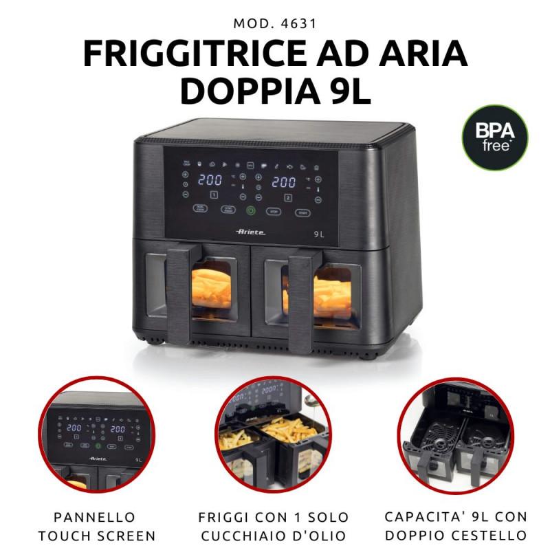 Ariete FRIGGITRICE AD ARIA 9L DOPPIO CESTELLO CON VETRO In Vendita