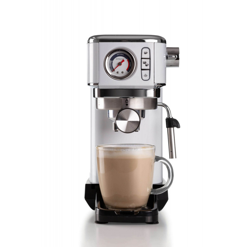 Ariete MACCHINA DA CAFFè ESPRESSO IN METALLO CON MANOMETRO BIANCO Sostegno trimestrale