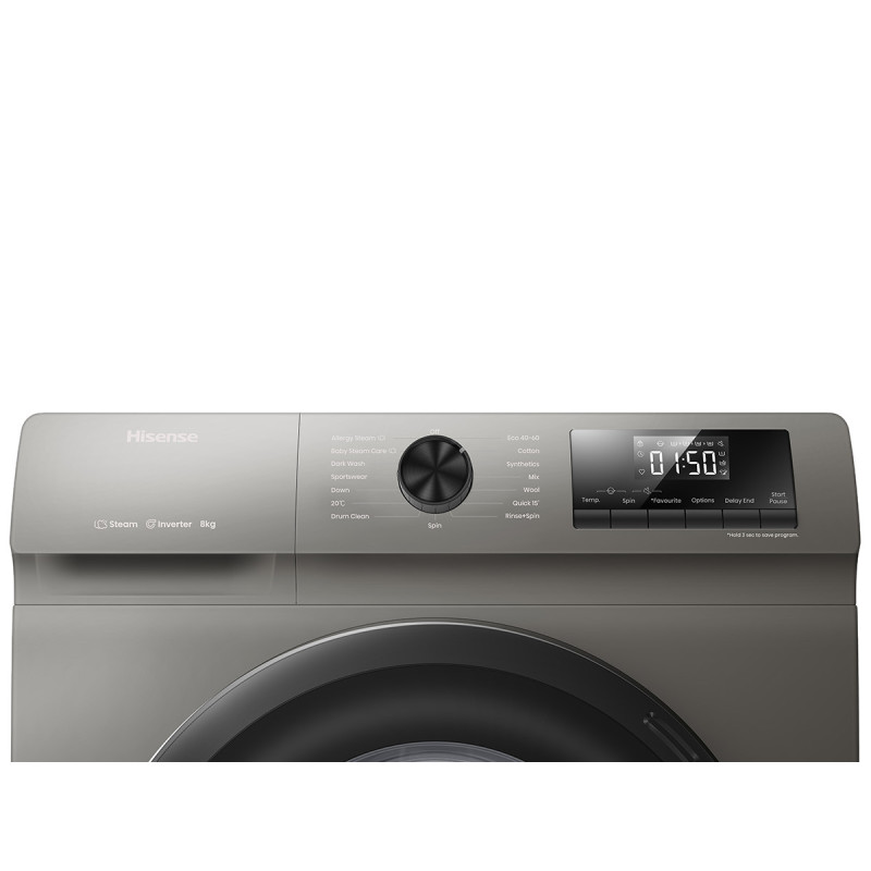 ﻿Hisense WFQP8014EVMT lavatrice Caricamento frontale 8 kg 1400 Giri/min Acciaio inox Saldi
