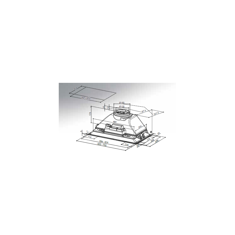 FABER 305.0602.041 cappa aspirante ad incasso INKA SMART C/33 LG A70 300 m³/h classe d grigio chiaro Spedizione Gratuita
