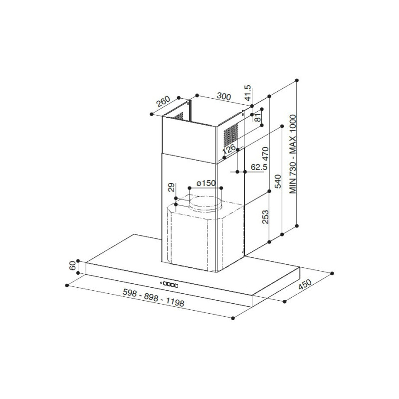 FABER S.p.A. Stilo Comfort X A90 Cappa aspirante a parete Acciaio inox 690 m³/h B Nuovo