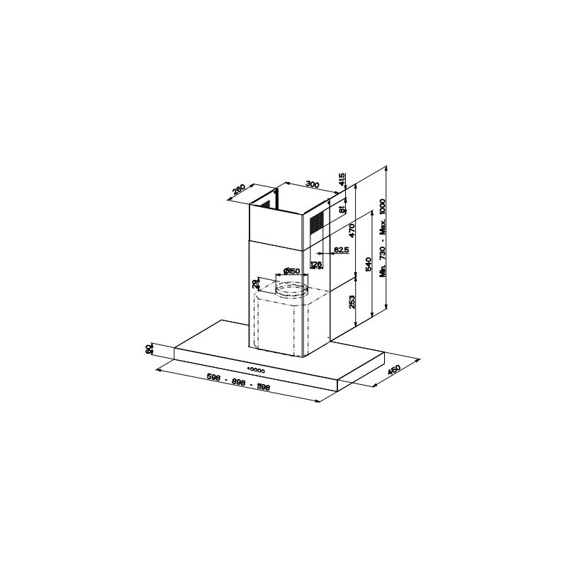 FABER S.p.A. Stilo Comfort BK Matt A90 Cappa aspirante a parete Nero 690 m³/h B Qualità