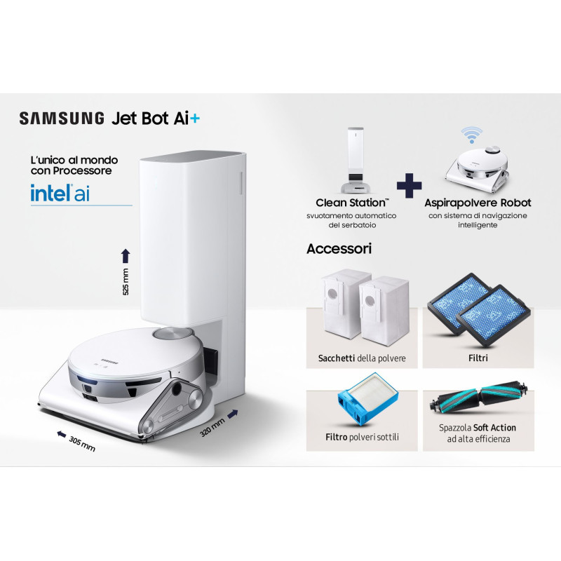Samsung Robot Aspirapolvere Jetbot AI+ VR50T95735W Soddisfazione Garantita