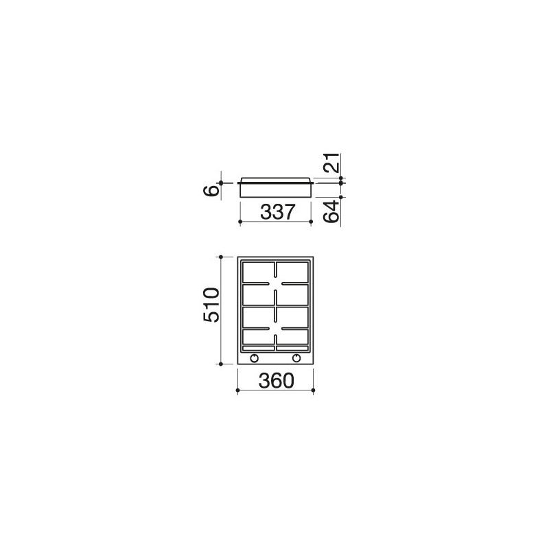 Barazza 1PBF2 piano cottura Acciaio inox Da incasso Gas 2 Fornello(i) Offerta temporanea