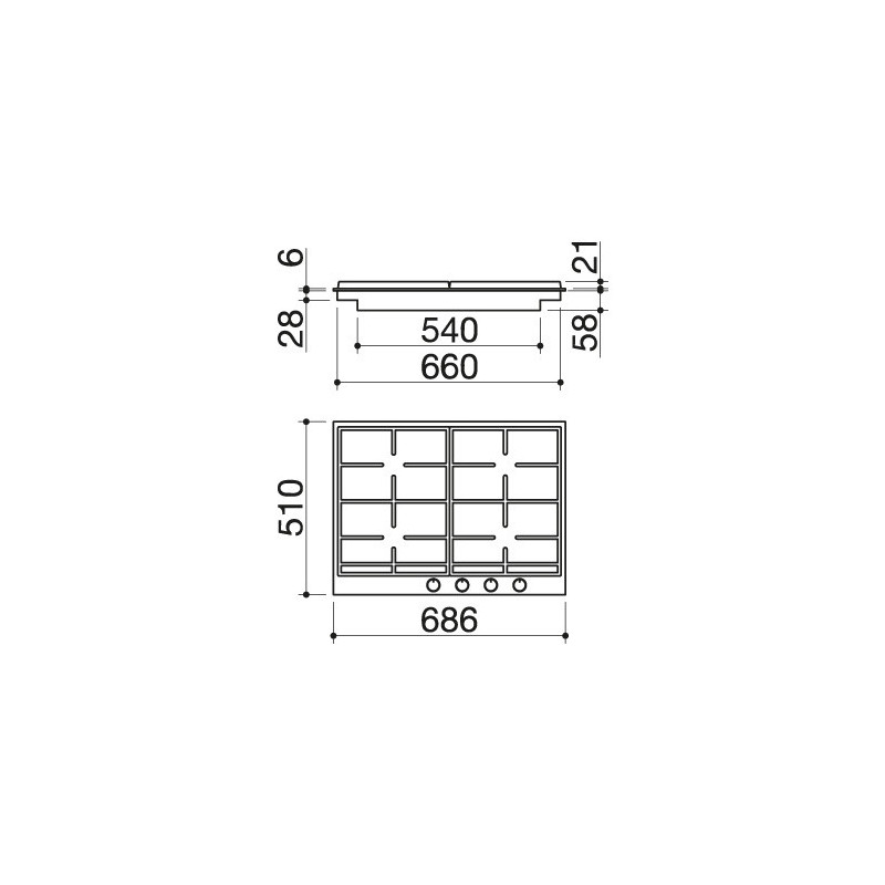 Barazza 1PBF74 piano cottura Nero Acciaio inox Da incasso Gas 4 Fornello(i) Nuovi prodotti
