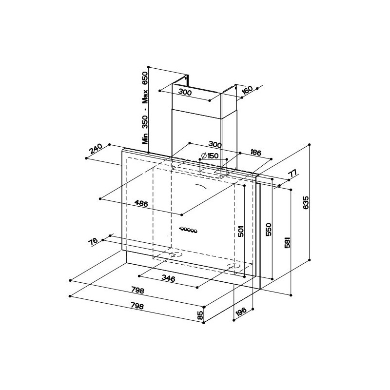 FABER S.p.A. Talika CT A80 Cappa aspirante a parete Titanio 560 m³/h Sostegno trimestrale