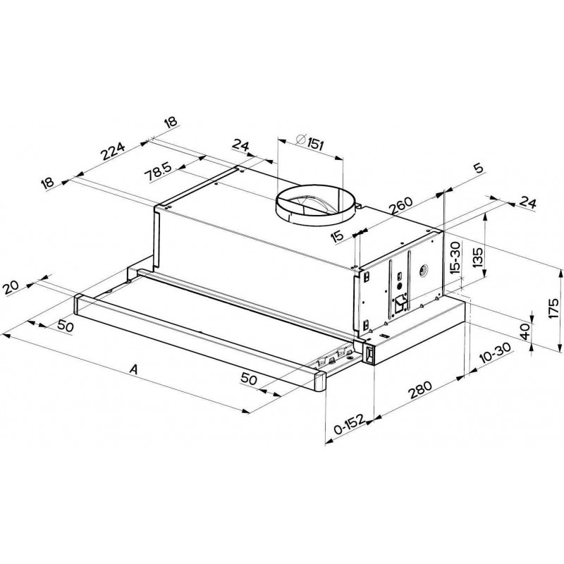 FABER 315.0635.133 Cappa Cucina Aspirante Sottopensile FLEXA NG HIP AM/X A60 420m3/h Acciaio Inox Qualità