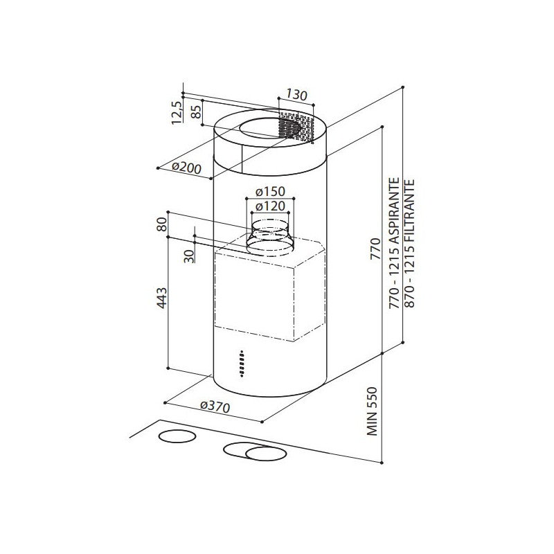 FABER S.p.A. Cylindra IS./4 EV8 X A37 Cappa aspirante a isola Acciaio inox 570 m³/h C Shopping Online