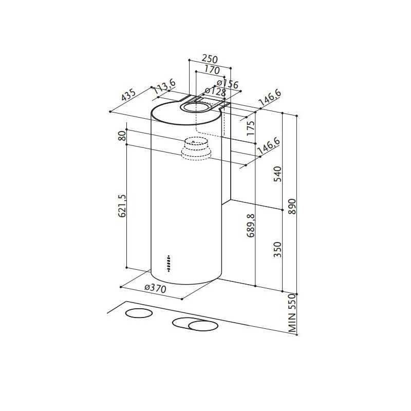 FABER S.p.A. Cylindra/2 EV8 2EL XH890 Cappa aspirante a parete Acciaio inox 570 m³/h C Novità