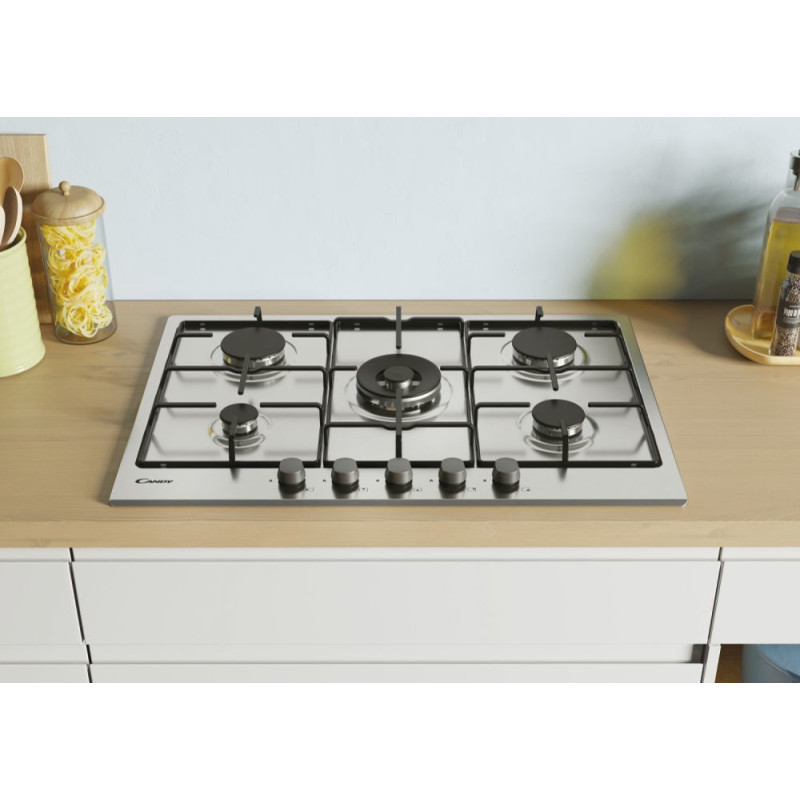 Candy Timeless CDOY7W4X Acciaio inox Da incasso 74 cm Gas 5 Fornello(i) Latest fashion