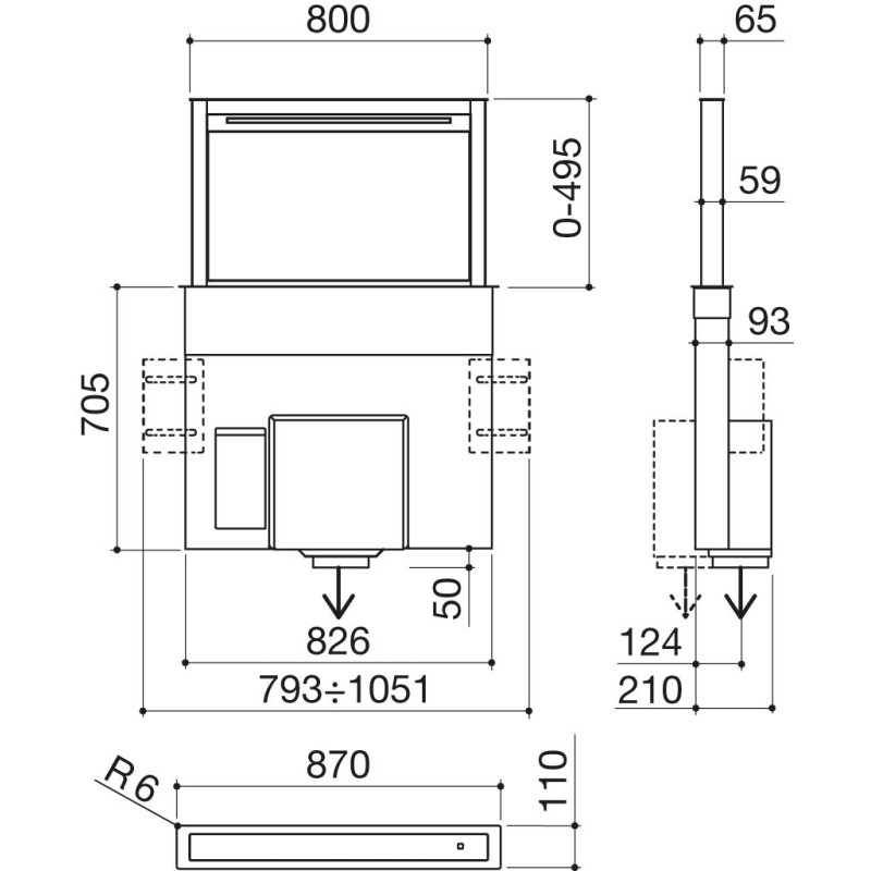 Barazza 1KBDD9 cappa aspirante Aspirazione verso il basso Acciaio inox 1000 m³/h C Duty-free