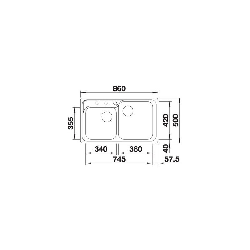 Blanco NOVA 8 1217075 Lavello incasso 86 x 50 cm Silgranit 2 Vasche - Avana RG Nuova