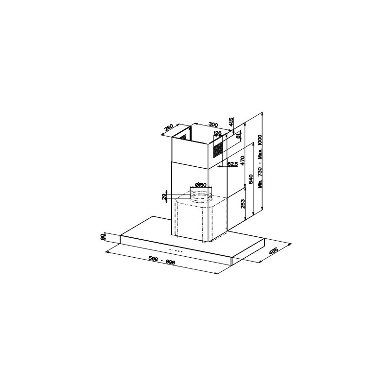 FABER S.p.A. Stilo Glass Smart A90 Cappa aspirante a parete Acciaio inox 690 m³/h B Nuovo