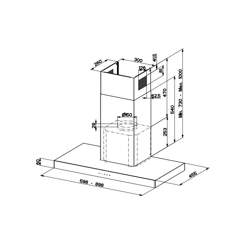 FABER S.p.A. Stilo Glass Smart A60 Cappa aspirante a parete Acciaio inox 690 m³/h B Qualità