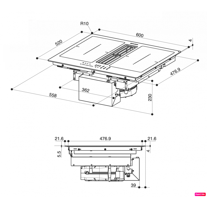 FABER GALILEO SMART BK Piano Cottura a induzione con Cappa Integrata 60 cm + Kit 340.0627.228 - Vetro Nero Promozione