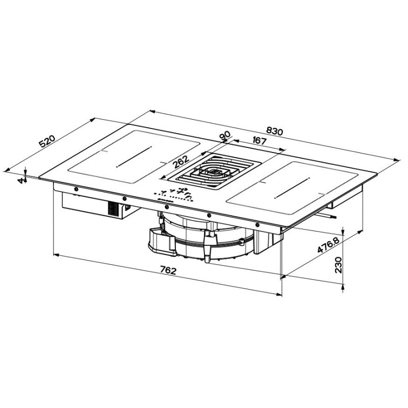 FABER S.p.A. Hob Galileo Smart BK Glass A830 Nero Da incasso 83 cm Piano cottura a induzione 4 Fornello(i) Spedizione Gratuita