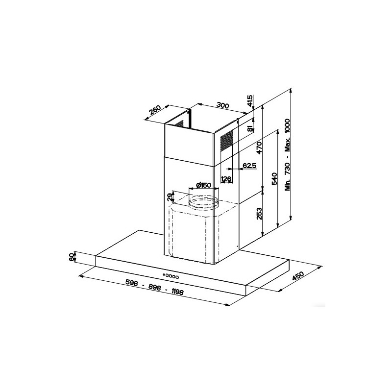 FABER S.p.A. Stilo Comfort BK Matt A120 Cappa aspirante a parete Nero 690 m³/h B Offerta