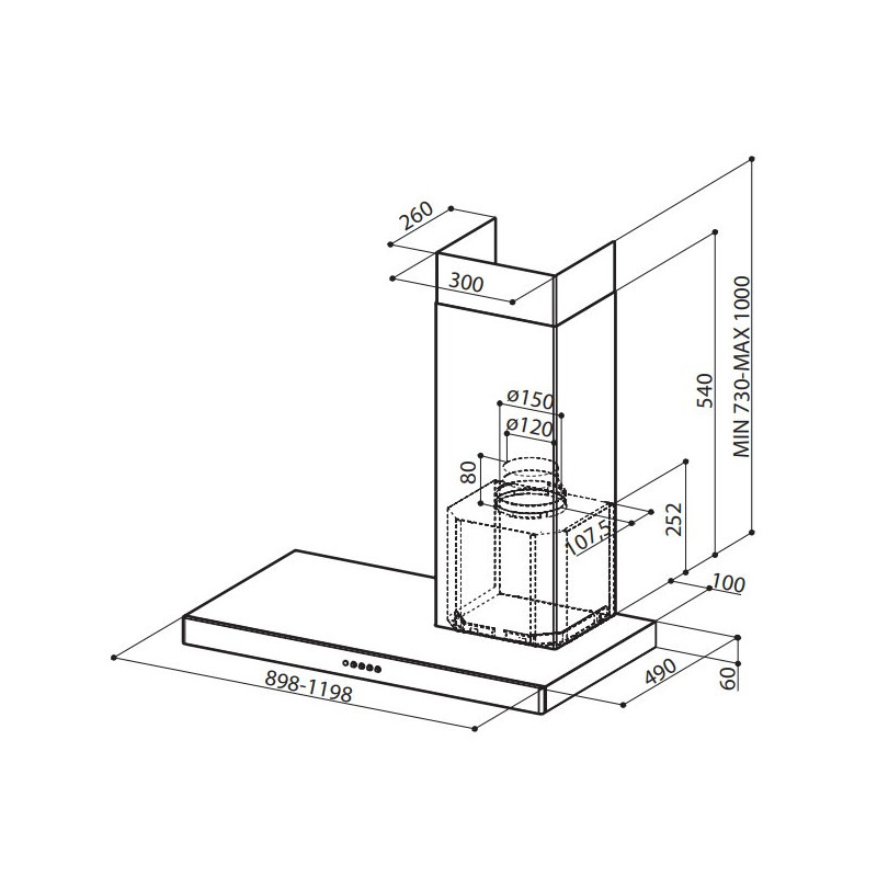 FABER S.p.A. Stilo SRM DX/SP A90 Cappa aspirante a parete Acciaio inox 435 m³/h D Negozio