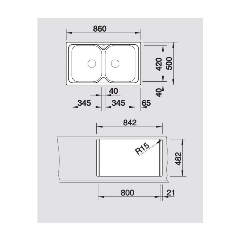 BLANCO 1324949 Lavello Tipo 8 2 vasche 86x50cm Acciaio Inox Sconto