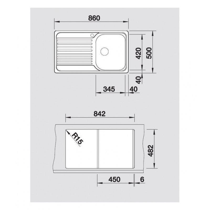 BLANCO 1324947 Lavello Tipo 45 S 1 vasca Dx 86x50cm Acciaio Inox Offerta