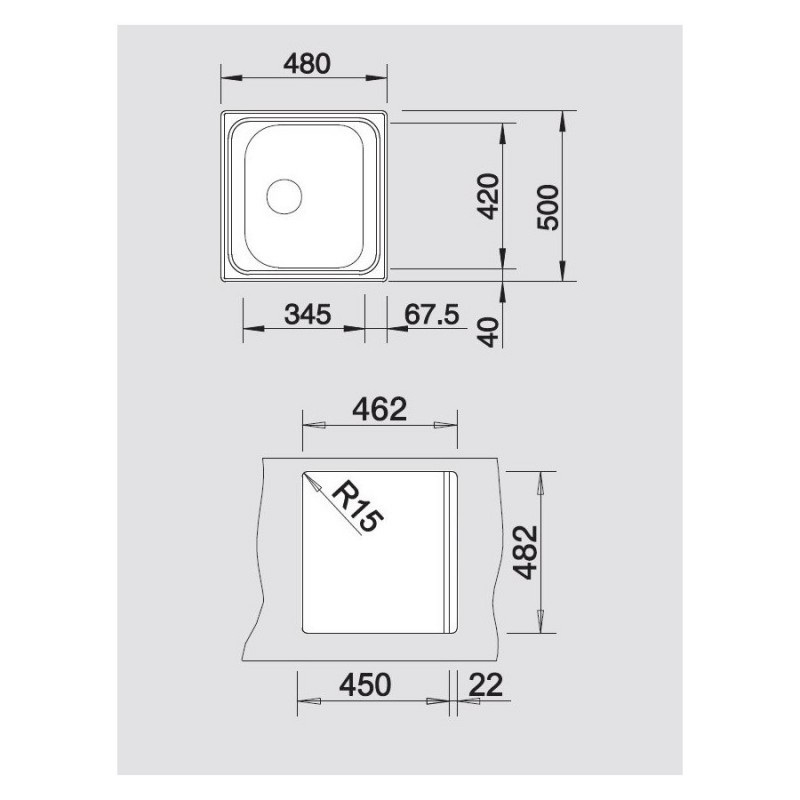 BLANCO 1619425 Lavello Tipo 45 1 vasca 48x50cm Acciaio Inox Economico
