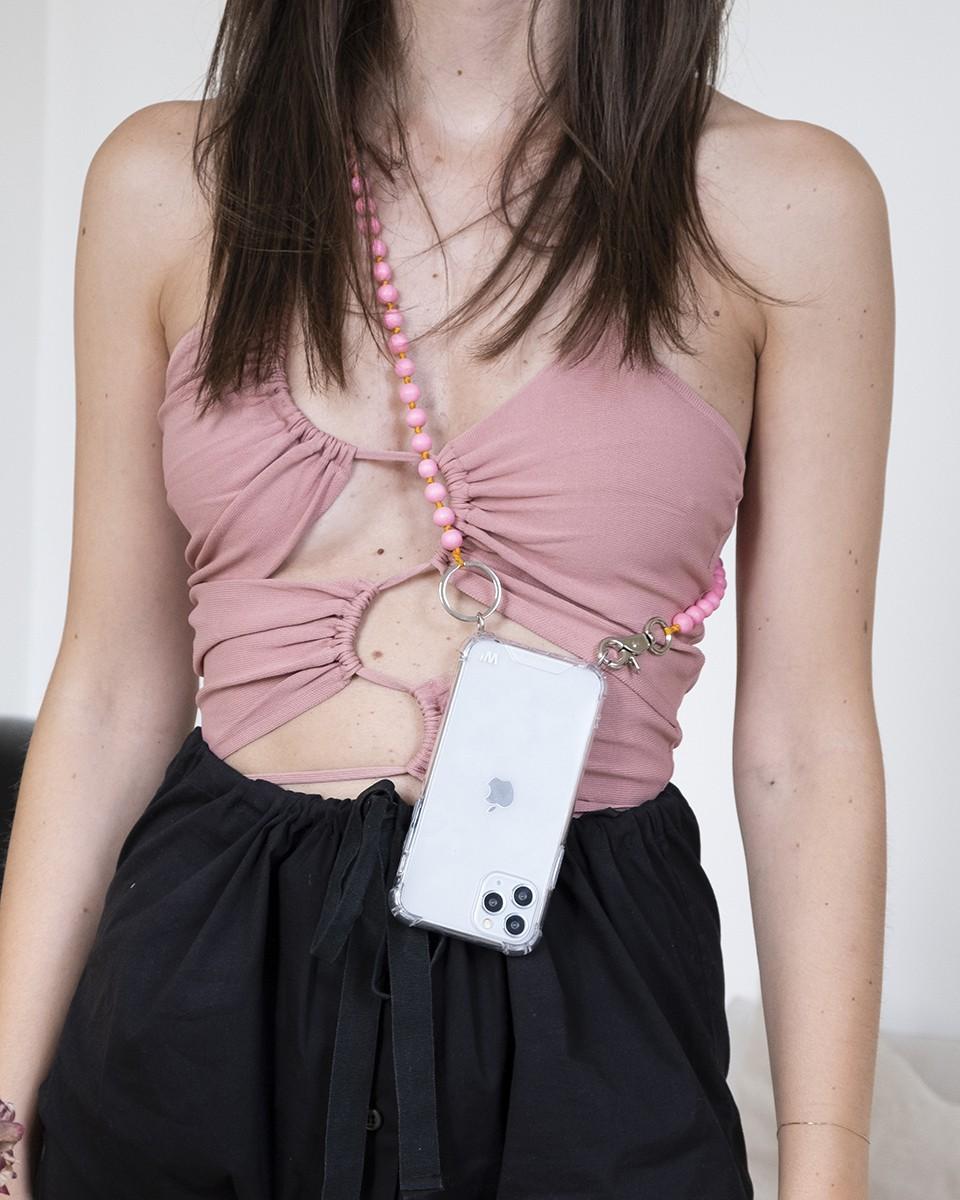 Wood'd Pearls Pink Necklace Nuova